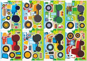 Farm Tractors Decorative Puzzle Stickers (16 sheets)