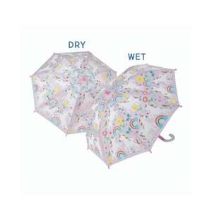 Floss & Rock Rainbow Unicorn - Transparent Colour Changing Umbrella (3 years+)