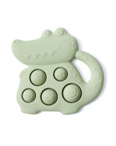Crocodile Push Pop Baby Silicone Sensory Teether - Green (3m+)
