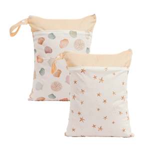 Storage Solutions: 2pcs Pack Pastel Seashell & Starfish Eco-Friendly Large Wet Bag 30x40cm