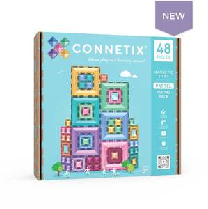 Connetix Tiles Steam Learning: Connetix Tiles - Pastel Portal Pack 48pcs (Ultimate Educational STEAM Learning Toy)