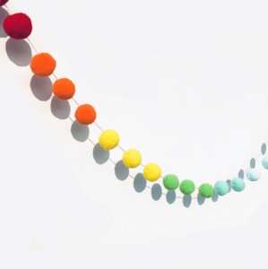 Kids Room Decor: Rainbow Pom Pom Balls Hanging Garland