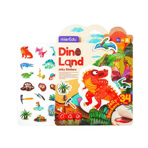 Kids Toys Gifts: Reusable Jelly Stickers Pack - Dino Land (3 years+)