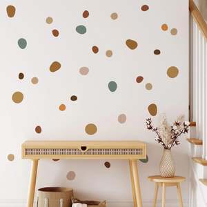 Wall Decals: Irregular Polka Dots Boho Style Wall Decals - 42pcs (Ideal Earth Tone Nursery Room Decor)