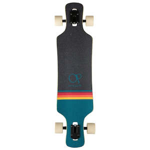 Skateboard: Ocean Pacific Drop Through Longboard Swell 36" x 9" - Off White/Teal