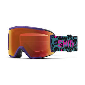 Youth Goggles: Smith Squad S Purple Haze Neon Cheetah Goggles | ChromaPop Everyday Red Mirror 25% VLT / Clear