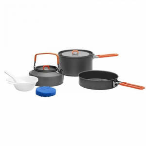 Fire Maple Feast 2 Aluminum Cook Set - Aluminum Grey w/ Fire Maple Orange Handles
