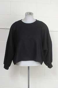 clothing: TCD Patch Sweater - Black Wool  (LUCKY LAST O/S =14-24)
