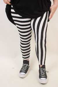 TCD Leggings - Across and Up Big Stripe B&W