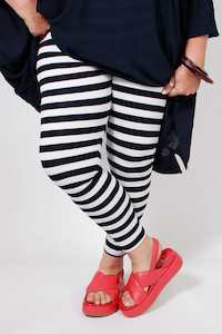 Stripes: TCD Leggings - Big Stripe White/Navy