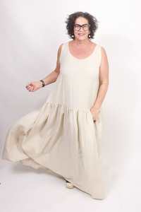 Linen: TCD Petticoat Dress - Cream Viscose Linen LUCKY LAST size XL