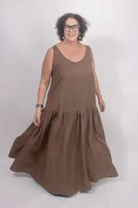 Linen: TCD Petticoat Dress - Brown Viscose Linen