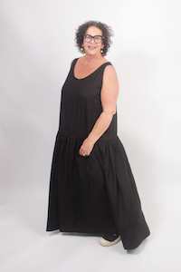 TCD Petticoat Dress - Black Viscose Linen (LUCKY LAST XL = 22-24)