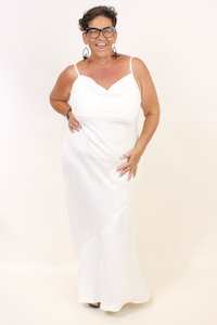 Linen: TCD Long Flounce Bias Slip Dress - Cream