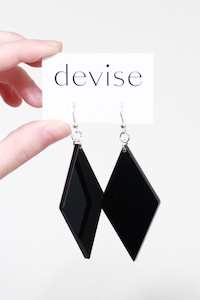 Devise: Devise Diamond Drop Earrings - Black