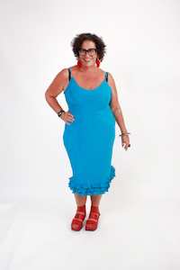 Long Bias Slip: TCD Midi Bias Frill Slip Dress - Aqua  (LUCKY LAST 5 = 24)