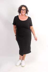 TCD Sleeved La Bella Dress - Black Rib