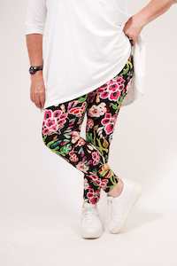 TCD Leggings - Black Floral Print (LUCKY LAST XL = 22-24)