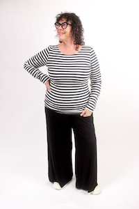 Under 200: TCD Simply Tee - B/W Small Stripes