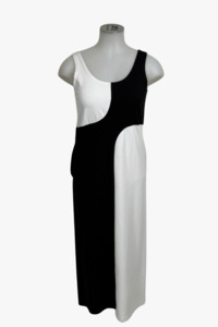 Under 100: TCD Sample - Long La Bella Dress - Black and White