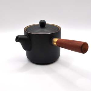 Teaware: Black Ceramic Teapot with Side Handle Tea Set