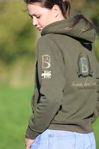 Hoodies: Adelle Ladies Olive Diamanté Cross Necked Hoodie