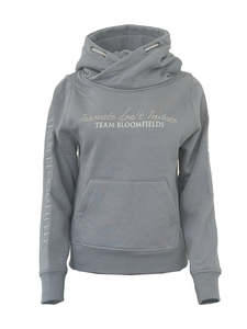 Amelia Denim Grey & Silver Diamante Cross Necked Hoodie