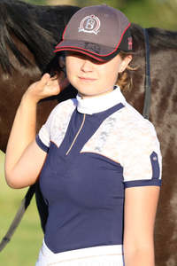 Clothing: Sophia Navy Lace Show Shirt with Short Sleeves