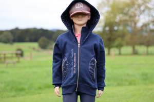 Hoodies: Kids Arabella Navy Double Collar Fitted Zip Hoodie (Copy)