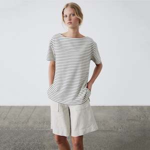 Womens Tops: Laing Pablo T-Shirt - Black / Ecru Stripe