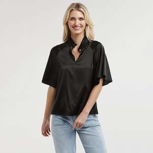 Womens Tops: Satin Top - Black