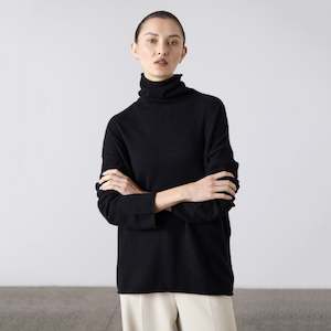 Womens Tops: Laing Mara Cashmere Funnel Neck Sweater - Black