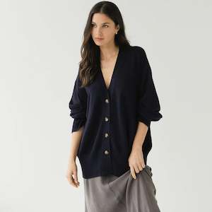 Womens Knitwear: Sophie Love Me Cotton & Cashmere Cardigan - Jet