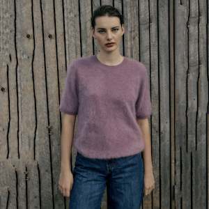 Womens Knitwear: Laing Brushed Cashmere Tee - Iris