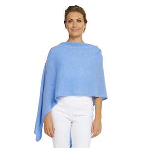 Womens Knitwear: Classic Cashmere Topper - Blue Horizon