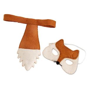 Pashom Nepal Felt Dress Up Mask & Tail Set - Fox