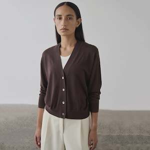 Laing Merino V-Neck Cardigan - Dark Bordeaux