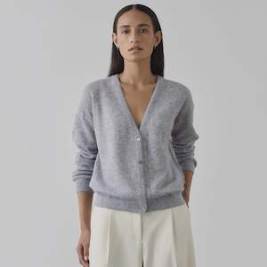 Womens Knitwear: Laing Fine Alpaca Cardigan - Heather