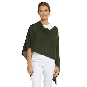 Womens Knitwear: Classic Cashmere Topper - Olive