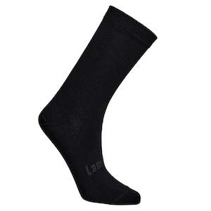 Socks: Lamington Merino Wool Adult Soft Cuff Crew Socks - Black Rib