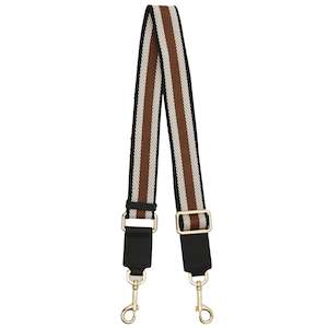 Saben Feature Webbing Strap - Tan, Black & White