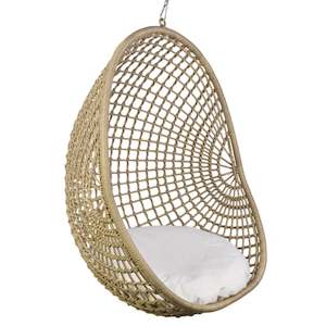 Furniture: Synthetic Rattan Outdoor Pod Chair - Check Light Natural