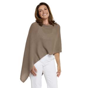 Womens Knitwear: Classic Cashmere Topper - Truffle