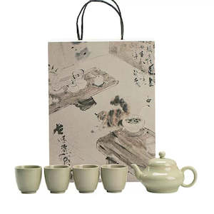 Light Green 4 cups with 1 Teapot Gift Box Tea Set