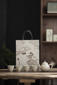 Light Grey 4 cups with 1 Teapot Gift Box Tea Set