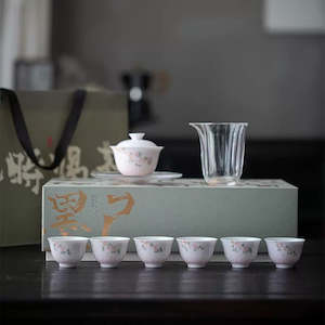 Hand-painted tea set Kung Fu tea set lid bowl tea cup cherry blossoms