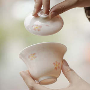 Best Sellers: Hand-painted Cherry Blossom Ceramic Lidded Gongfu Tea Bowl 110ml Gaiwan