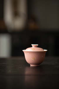 Red Bean Ceramic Lid Bowl, kung fu tea set 130ml