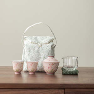 Portable Travel Tea Set Hand Painting Flower Design