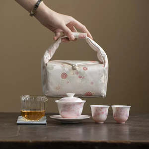 Frontpage: Handmade cherry blossom Gaiwan Tea Set gift set